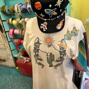 Space cowboy hand beaded trucker hat